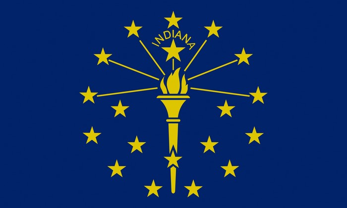 Indiana flag with torch and stars