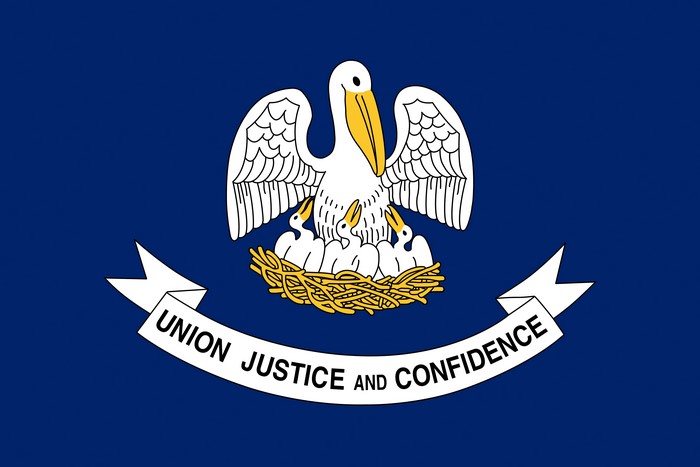 Louisiana Flag with Pelican and Motto