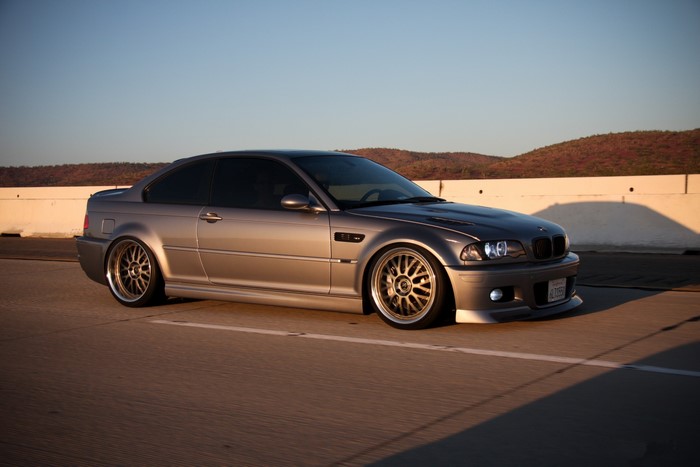 Silver BMW M3 E46 Coupe on a Highway