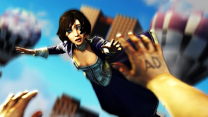 Elizabeth from BioShock Infinite falling