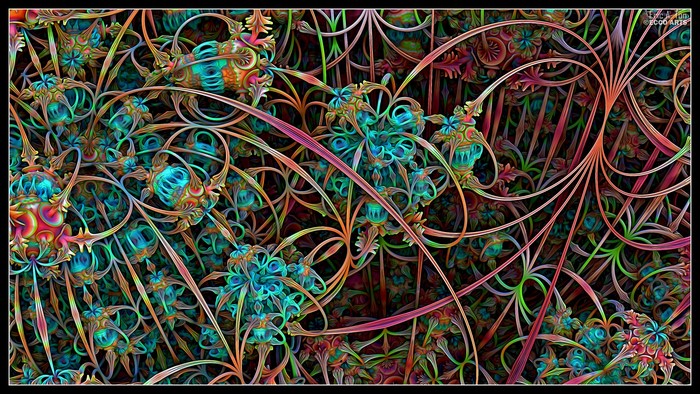 Abstract fractal art with floral and organic patterns