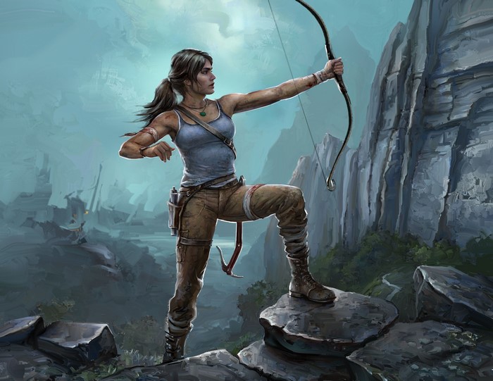 Lara Croft from Tomb Raider with a bow