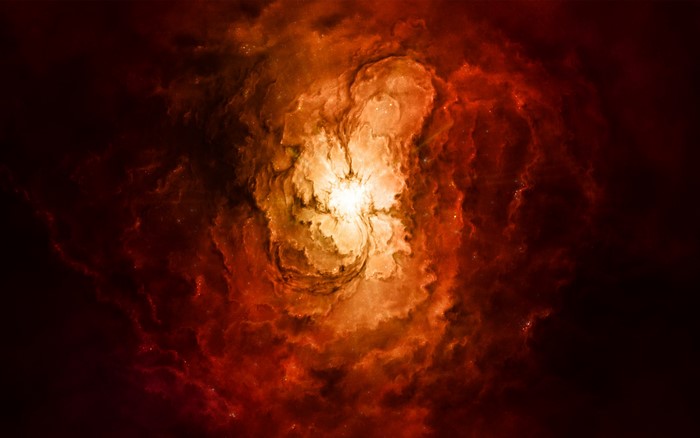 Fiery nebula in deep space