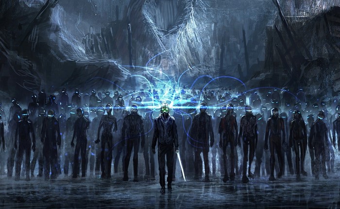 Romantically Apocalyptic zombies and a central figure
