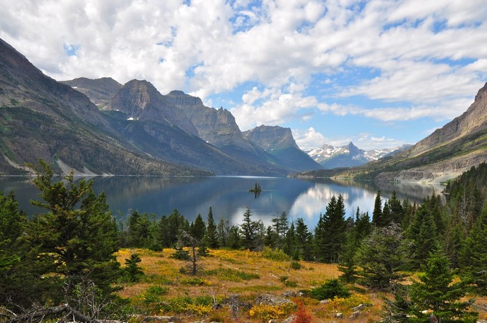 St. Mary Lake and Mountains in Glacier National Park
