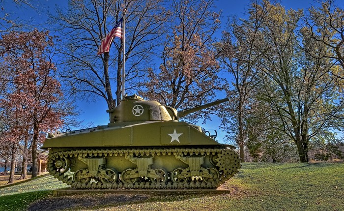 M4 Sherman Tank in Autumn Landscape