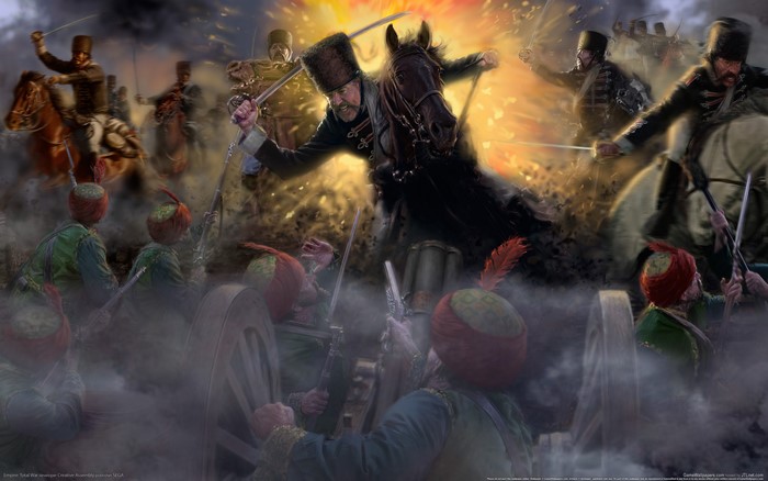 Empire: Total War battle scene with cavalry and infantry
