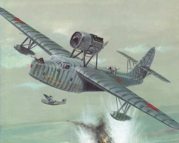 MBR-2 flying boat attacking a ship
