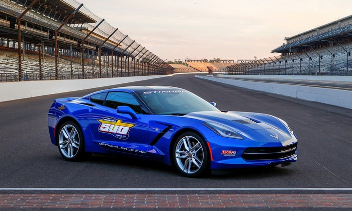 Blue 2014 Corvette C7 Stingray Pace Car at Indianapolis Motor Speedway