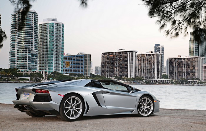 Silver 2012 Lamborghini Aventador LP700-4 Roadster