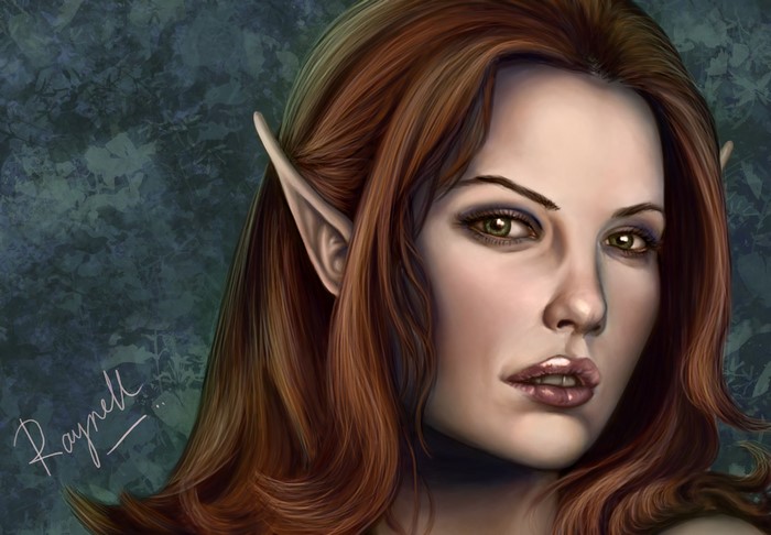 Portrait of a brown-haired elf with pointed ears