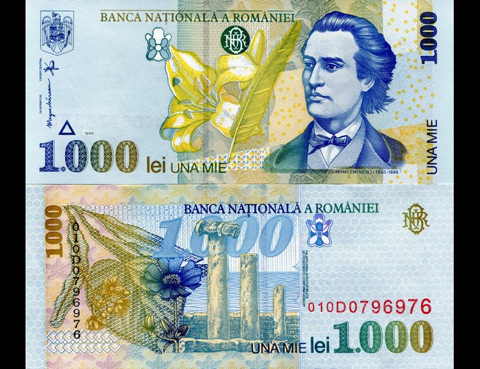 Romanian 1000 Lei Banknote Close-Up