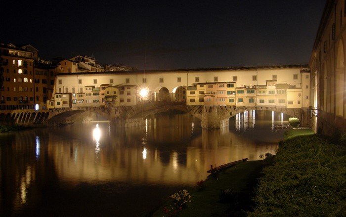 Ponte Vecchio bridge at night in Florence, Italy