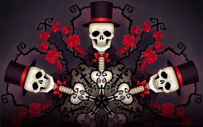 Skeletons with Top Hats and Roses