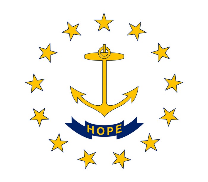 Flag of Rhode Island with anchor and stars