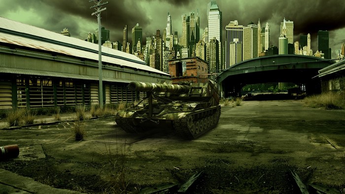 T92 SPG in a post-apocalyptic city