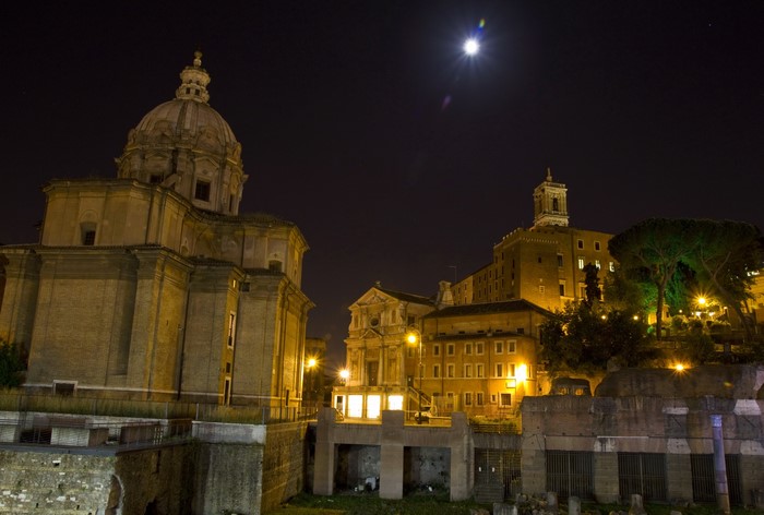 Night view of Capitoline Hill in Rome, Italy
