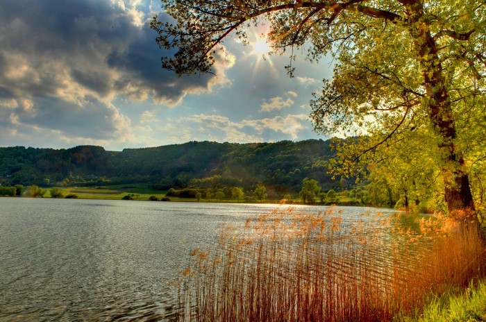 Lake and hills in Meerfeld, Germany