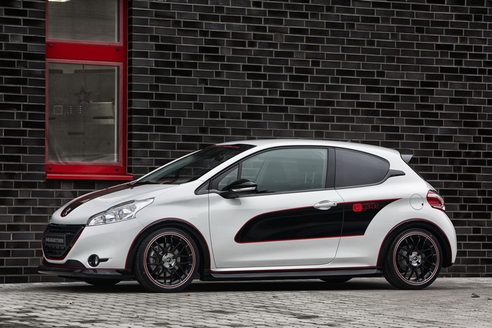 White Peugeot 208 Engarde with Black and Red Accents