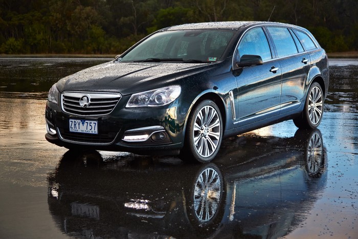 2013 Holden VF Calais V Sportwagon on wet surface