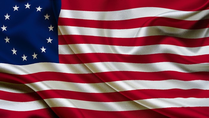 Betsy Ross flag with 13 stars and stripes