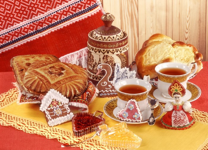 Still-life with tea and baked goods