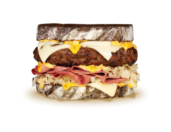 Reuben Burger with Pastrami and Sauerkraut
