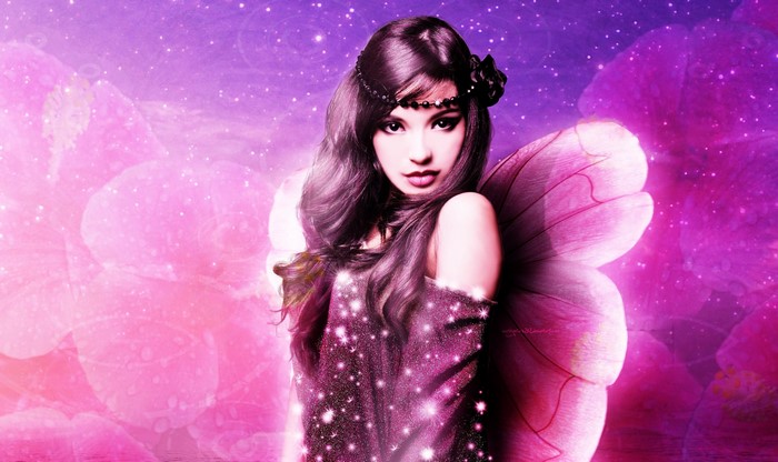 4K Fairy with Pink Wings and Flowers