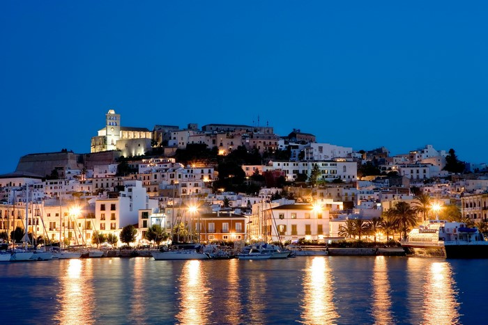 Ibiza Balearic Islands Spain Coast Houses at Night