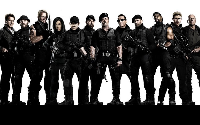 The Expendables 2 Cast Posing with Weapons