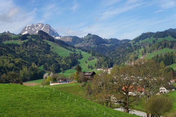 Moleson Gruyere, Switzerland Scenery with Mountains