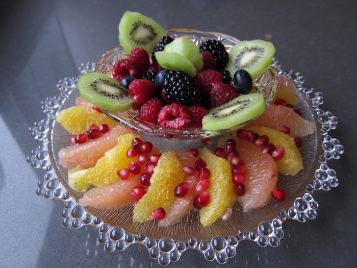 Fruit salad with kiwi, berries, and citrus