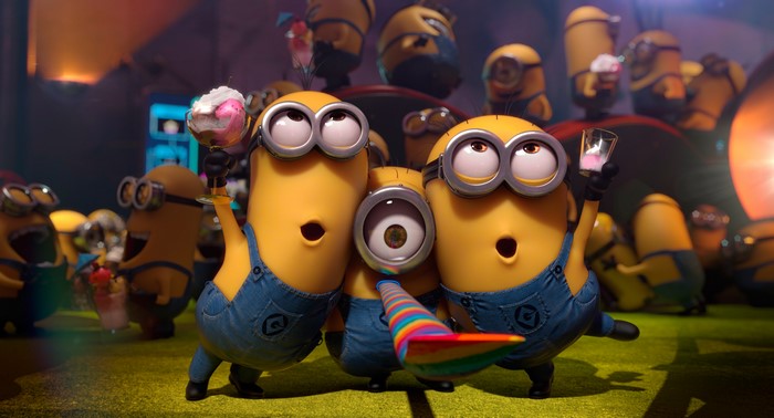 Minions from Despicable Me 2 celebrating