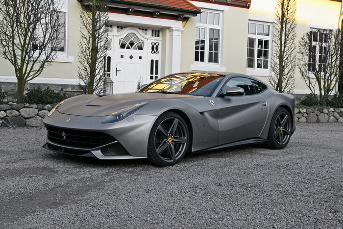 Grey 2013 Ferrari F12berlinetta parked on asphalt