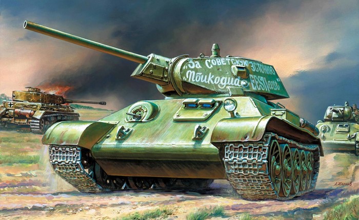 Soviet T-34-76 tanks in battle