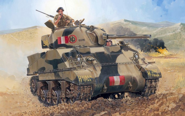 Sherman Mk 3 Tank in Desert Combat