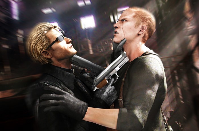 Albert Wesker and Jake Muller from Resident Evil 6 with pistols
