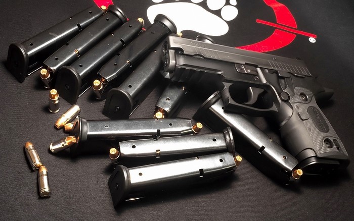 Pistol with multiple magazines and cartridges