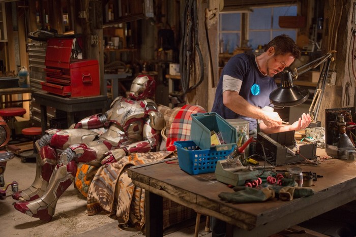 Iron Man in a Workshop