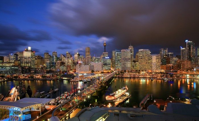 Sydney Skyline and Harbor at Night