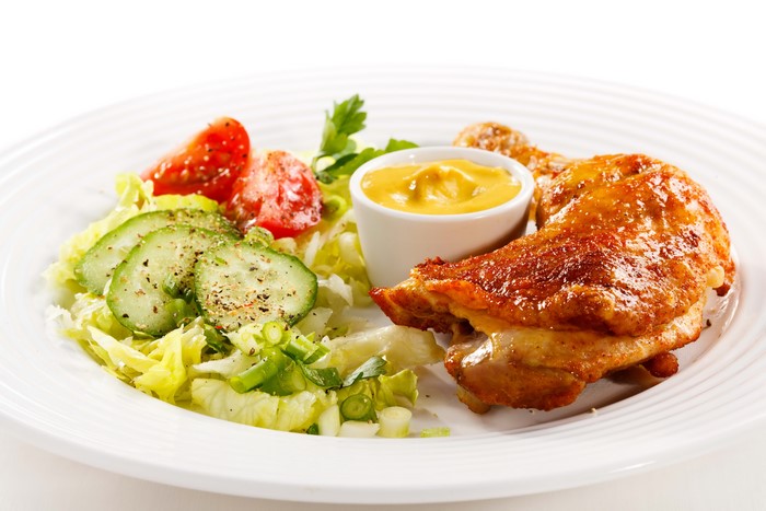Roast Chicken with Salad and Mustard