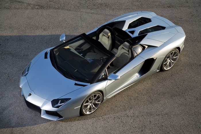 Silver 2012 Lamborghini Aventador LP700-4 Roadster Cabriolet