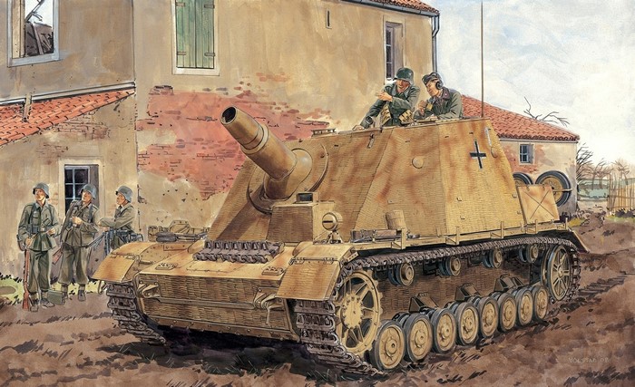 German StuG III assault gun with soldiers