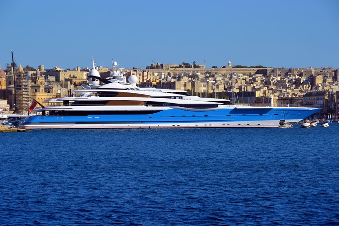 Madame GU Yacht in Harbor