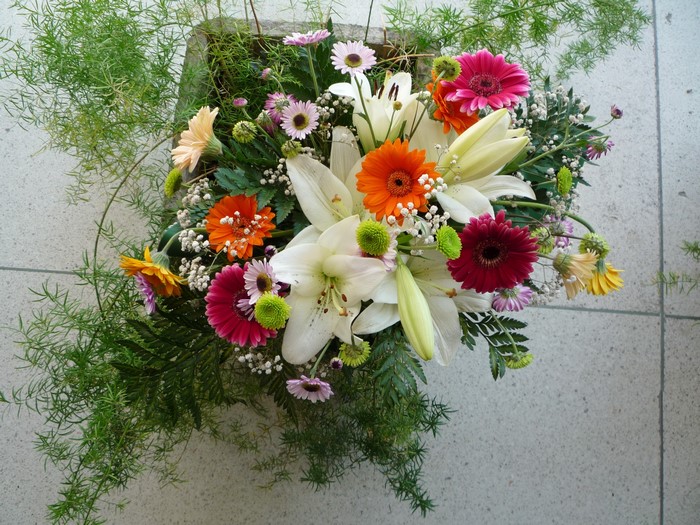 Bouquet of Lilies and Gerberas with Greenery