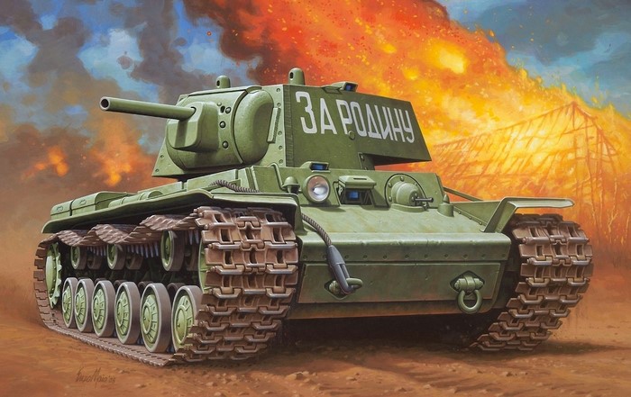 KV-1 Tank with Russian "For the Motherland" inscription