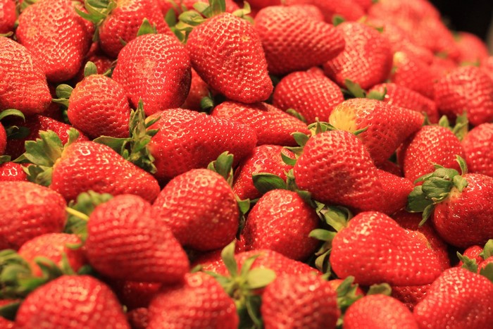 Pile of fresh red strawberries