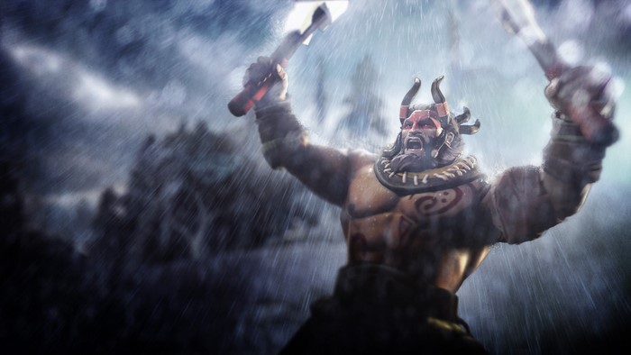 Beastmaster from DOTA 2 in the rain