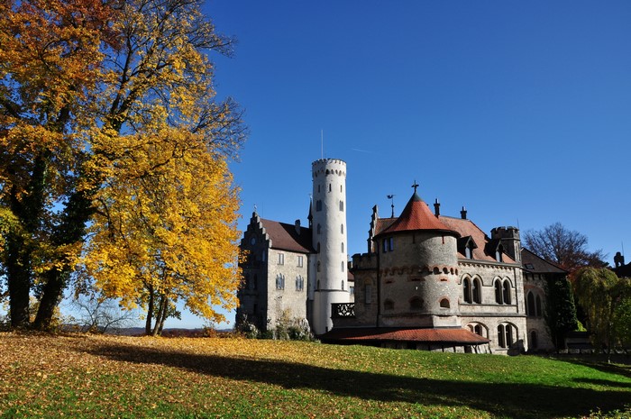 Lichtenstein Castle in Germany during Autumn