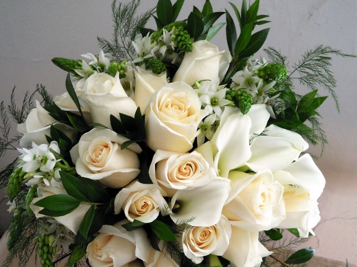 White Roses and Calla Lily Bouquet